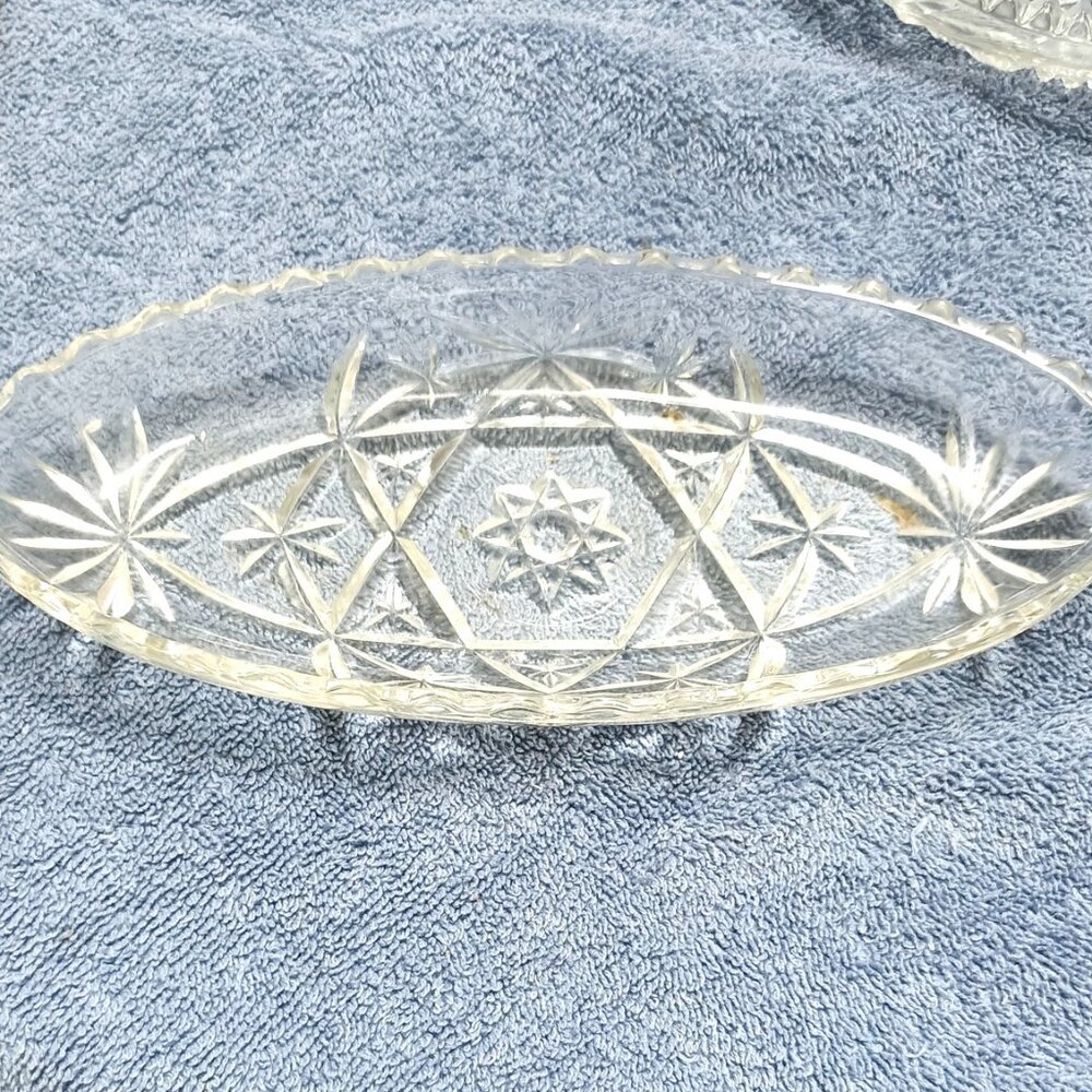 Vintage Anchor Hocking Star Of David Relish Dish ( EAPC ) 8.5 X 4 X 1.25